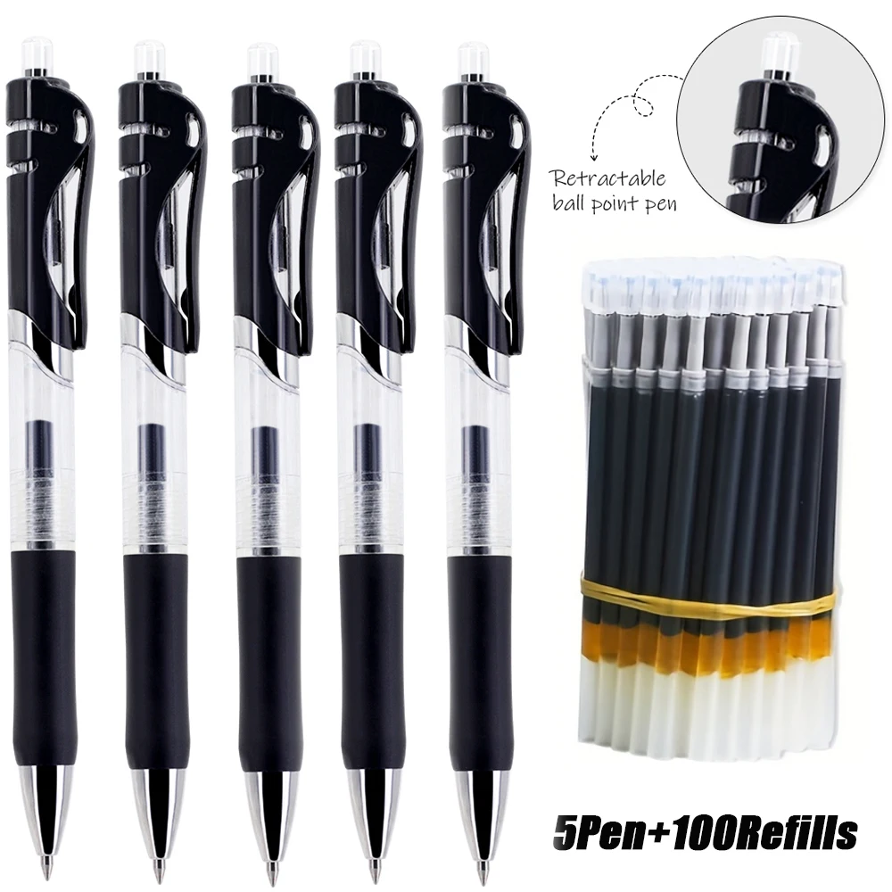 

Набор гелевых ручек и стержней, 105 шт., канцелярские принадлежности, черные/красные/синие чернила, 0,5 мм, черная шариковая ручка, офисные и школьные принадлежности