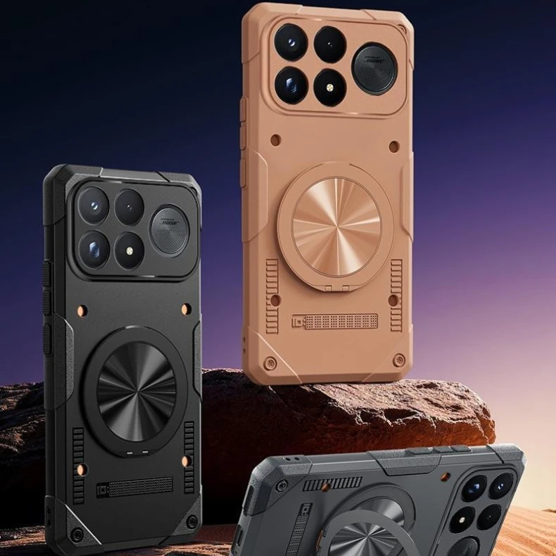 Etui do POCO F9 Pro F8 Ultra Proste Magnetyczne 360 °   Uchwyt z wbudowanym metalowym radiatorem, osłona telefonu, pancerne etui odporne na wstrząsy. — zdjęcie produktu 3