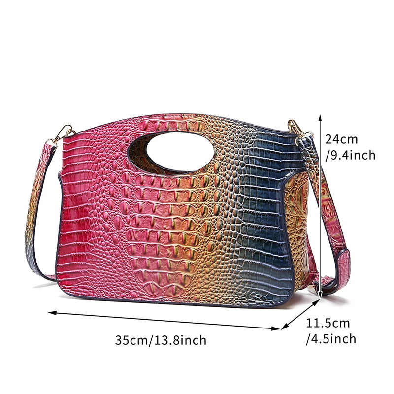 Fashion Crocodile Snake Print Satchel Purse for Women PU Leather Shoulder Handbags Evening Clutch Bag Casual Lady Commuter Purse