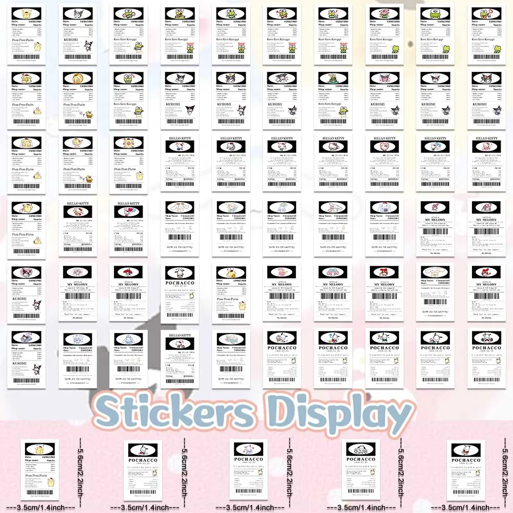 65pcs Sanrio Kawaii Sealing Label Kitty Kuromi Cinnamoroll Pochacco Cute Cartoon Diary Decoration Girl Gift Stickers Wholesale