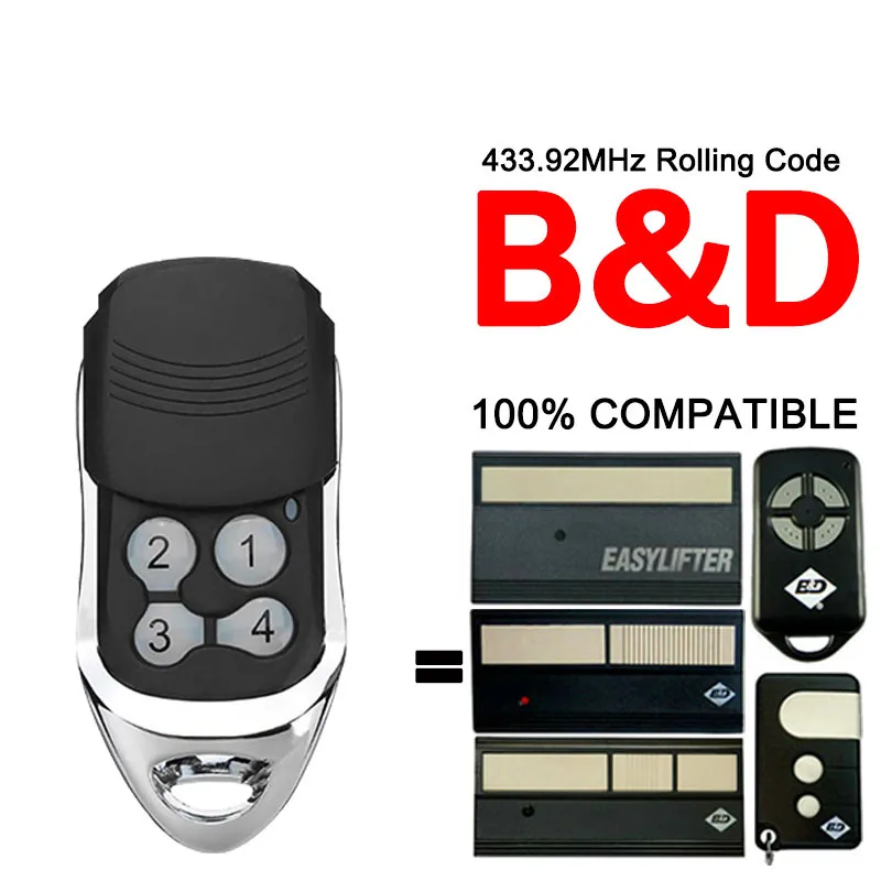 B&D 062162 4335EBD 059116 059120 062170 4333EBD 059409 4330EBD Garagedeuropener Afstandsbediening 433MHz Rolling Code