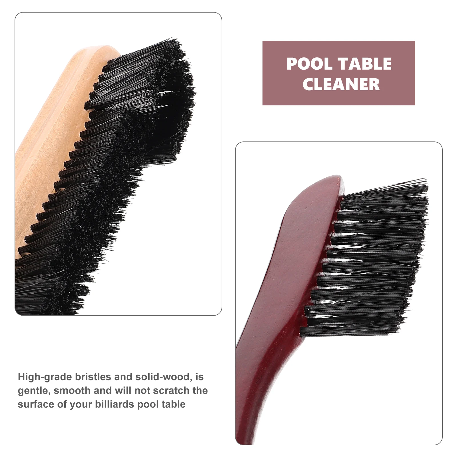 ชุดแปรงทำความสะอาดโต๊ะพูลไม้ 2 ชิ้น สำหรับรางและพื้นโต๊ะบิลเลียด ขนแปรงสองความยาว ทำความสะอาดอย่างอ่อนโยน ไม่ทำให้เกิดรอยขีดข่วน