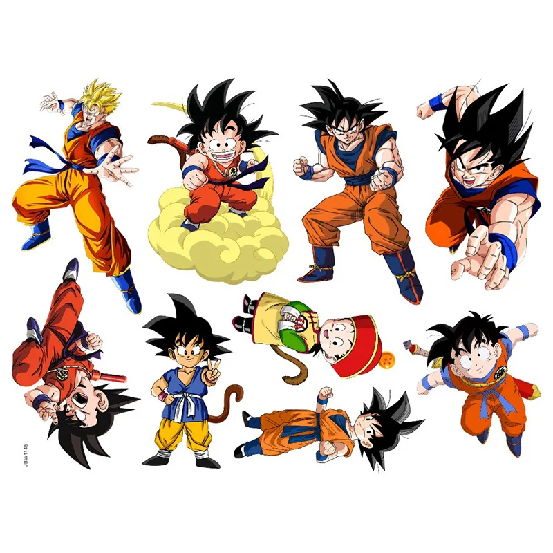 Seven Dragon Ball Anime Stickers Son Goku Super Saiyan Decorative Stickers Room Decoration Cartoon Stickers Children\'s ToysGifts