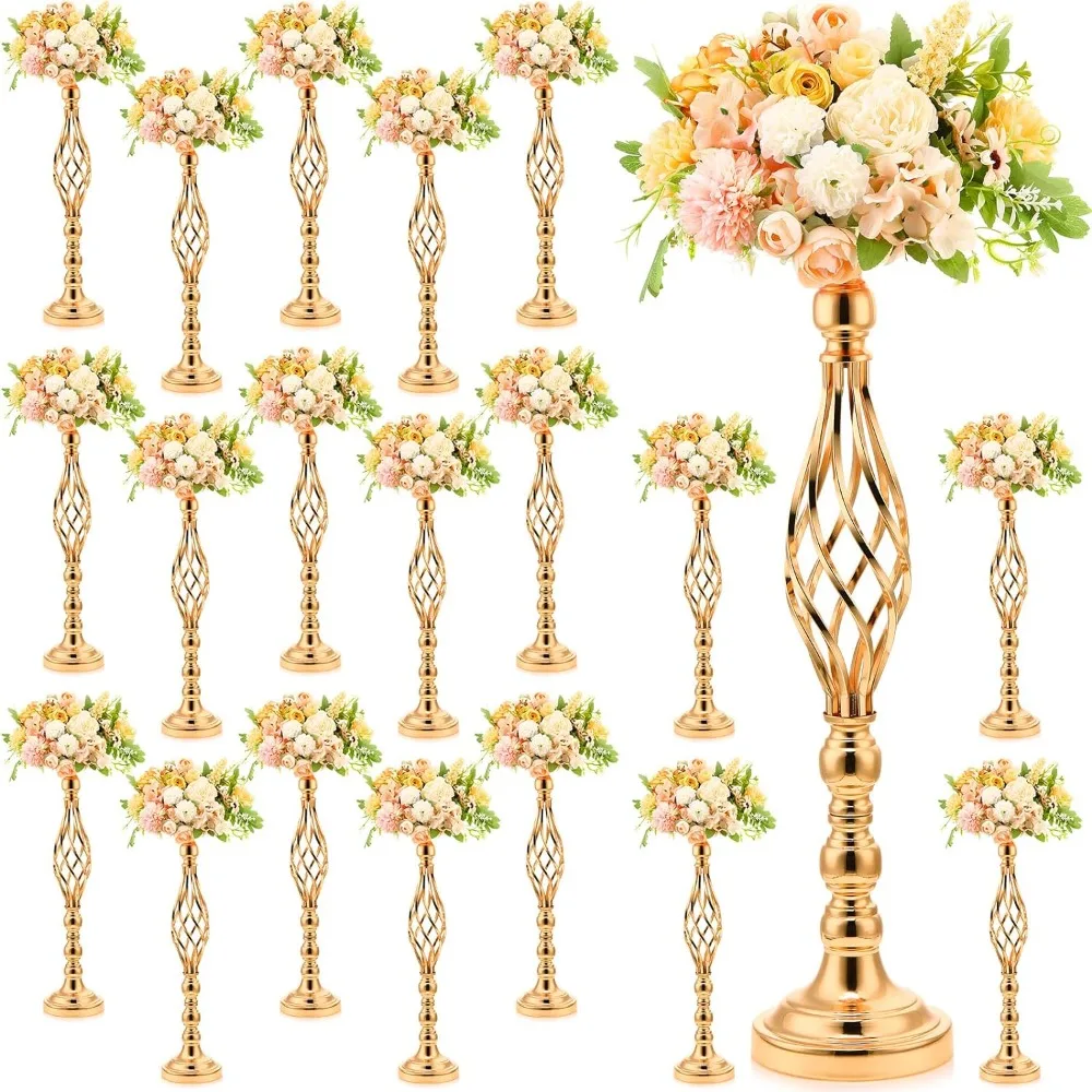 

20 Pcs Metal Flower Arrangement Stand Wedding Flower Centerpieces Stand Elegant Metal Flower Vase Candelabra Candle Holde