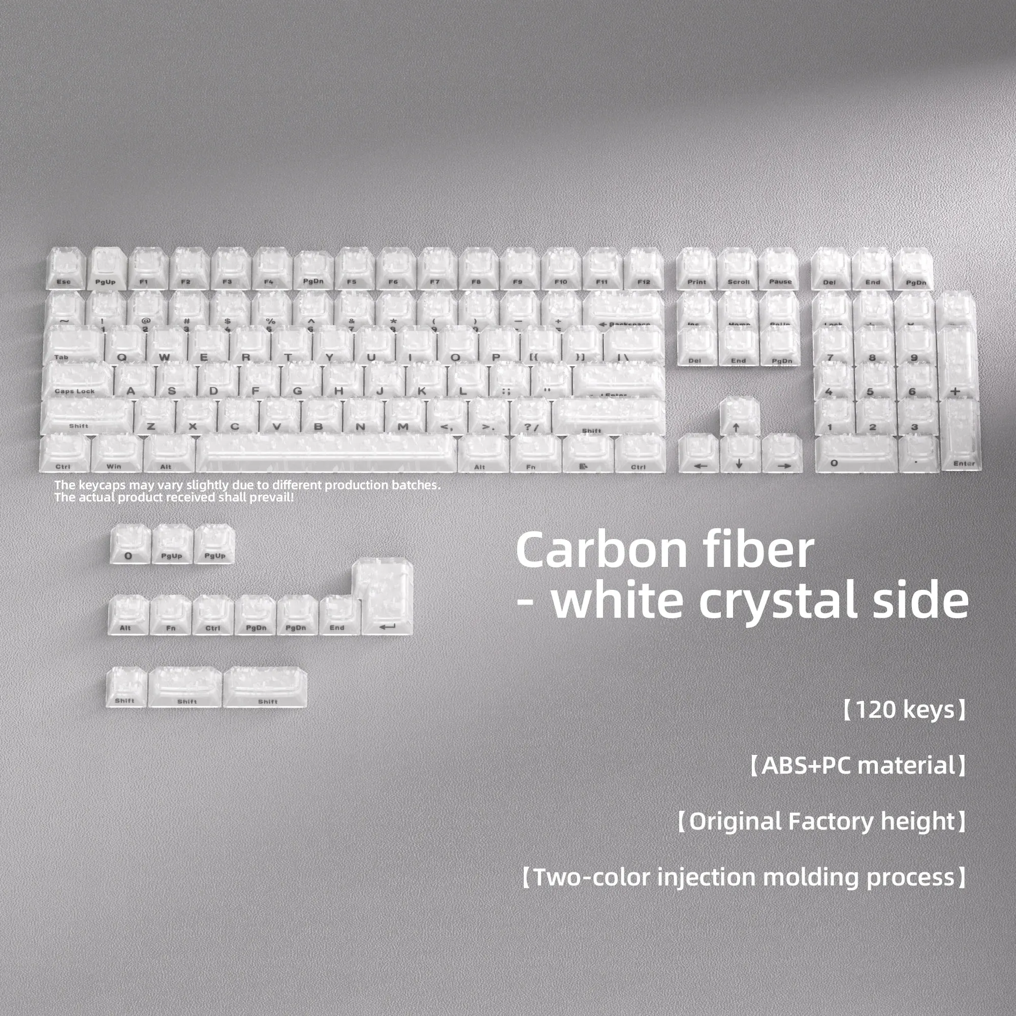 Carbon Fiber Crystal Jelly Keycap Side Engraved 120K ABS+PC Material Compatible with Mechanical Keyboard Magnetic Switch Keycap