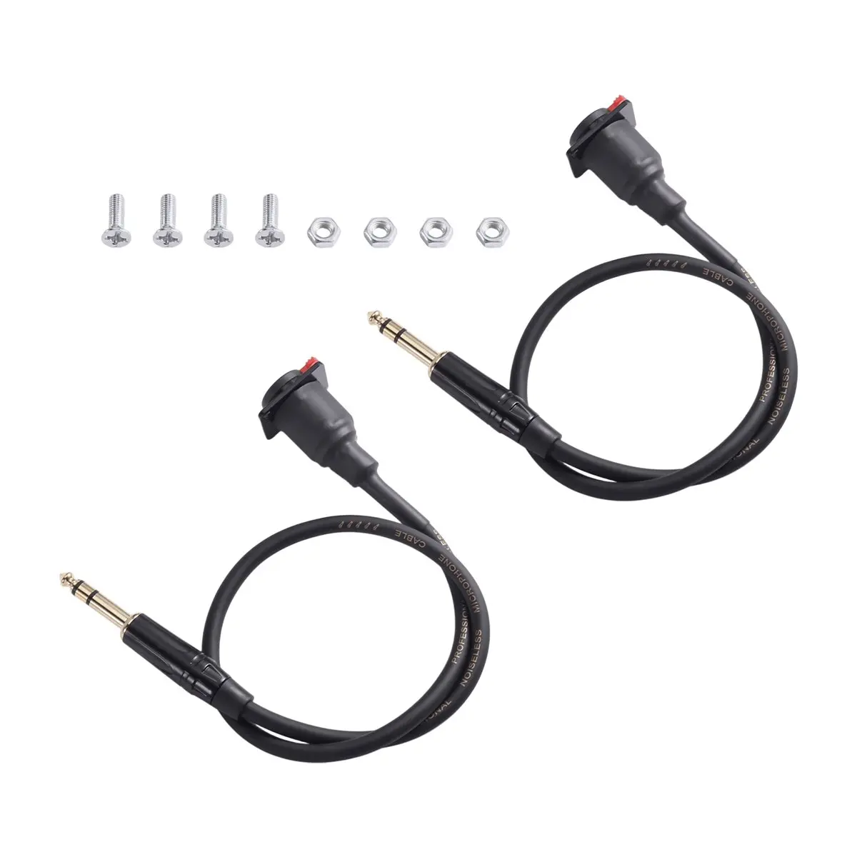 DT85 New 2PCS D-Type Panel 6.35MM Female to 6.35MM Male Dual-Channel Stereo Jack Cable Wall Plate Cable