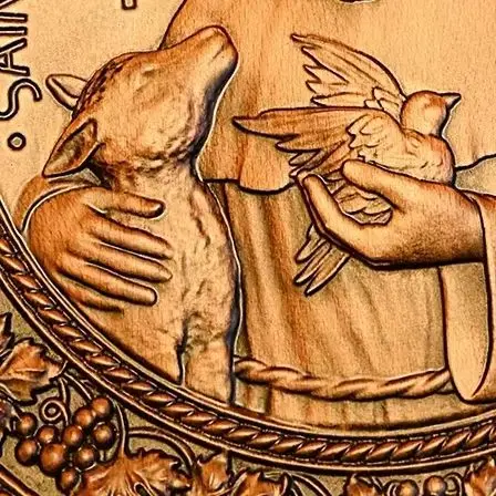 Religious Natural Solid Wood Saint Francis Figure Icon Decor Ornaments, Wooden Crafts Home Wood Desk Carving Gifts