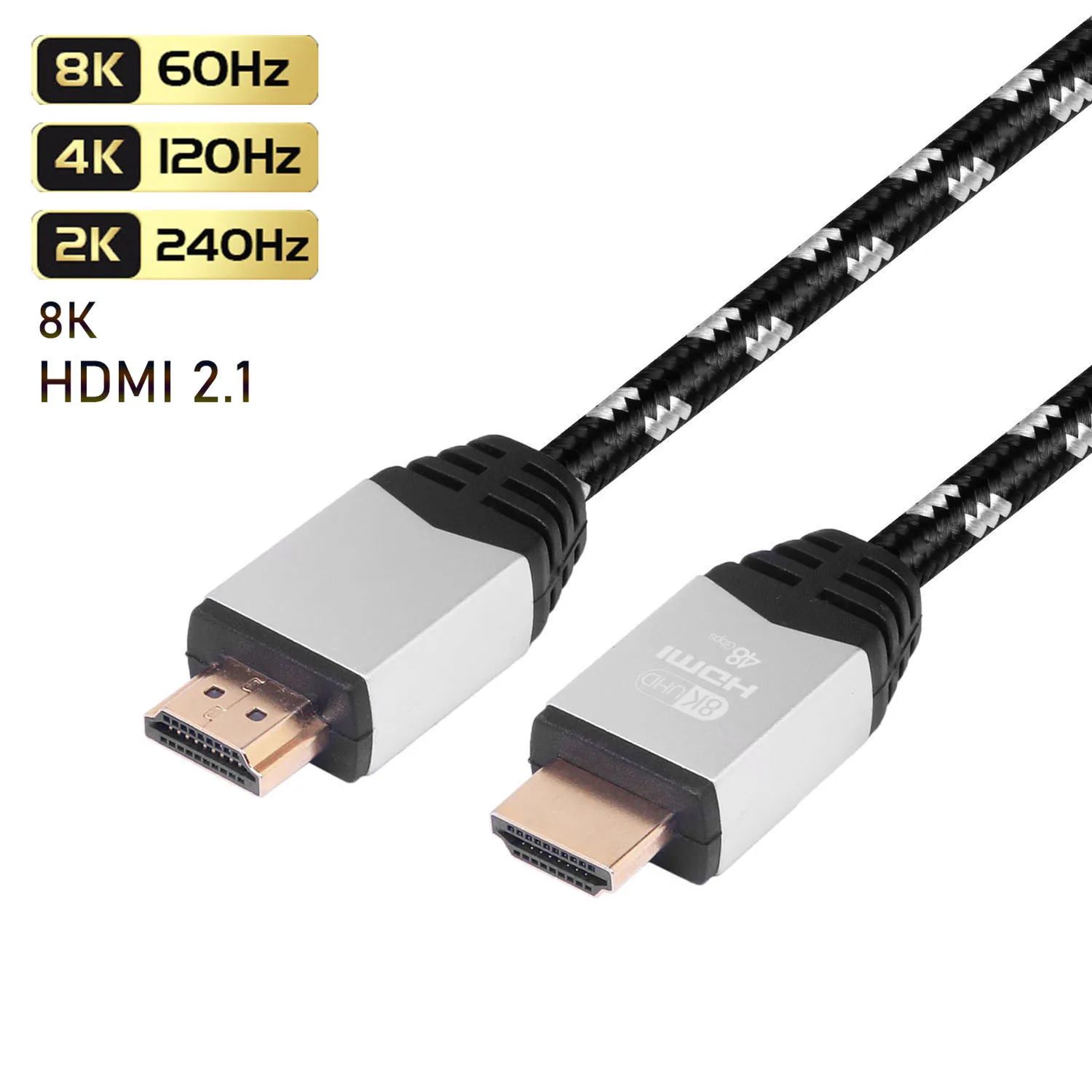 8K 4K HDMI Cable 1.5m High Speed Braided HDMI To HDMI 2.1 Cord Supports 8K@60Hz 4K@120Hz 144Hz 48Gbps for TV/PS5/HDTV/Blu-ray