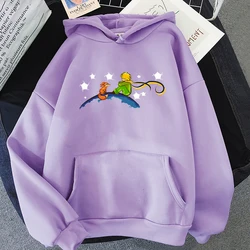 Sudadera con capucha con estampado de Principito y zorro para hombre y mujer, ropa con capucha de dibujos animados Kawaii, sudaderas de gran tamaño, jerséis gráficos Unisex