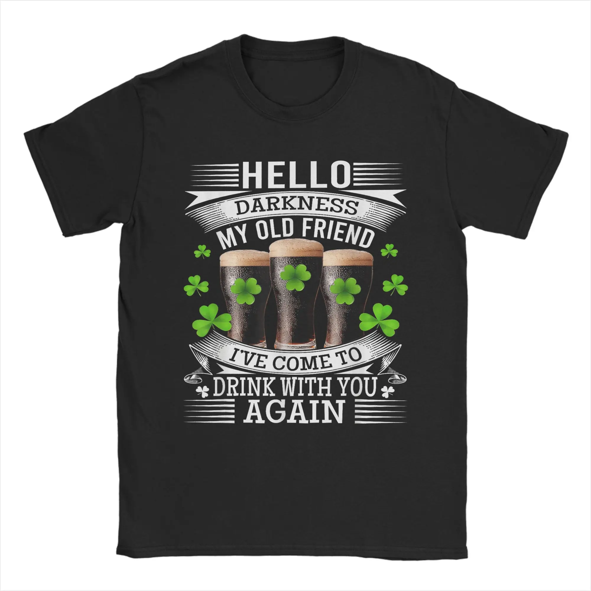 

Футболка «Hello Darkness My Old Friend Happy St Patrick's Day», летние популярные футболки, хлопковые футболки оверсайз с круглым вырезом, футболки с короткими рукавами