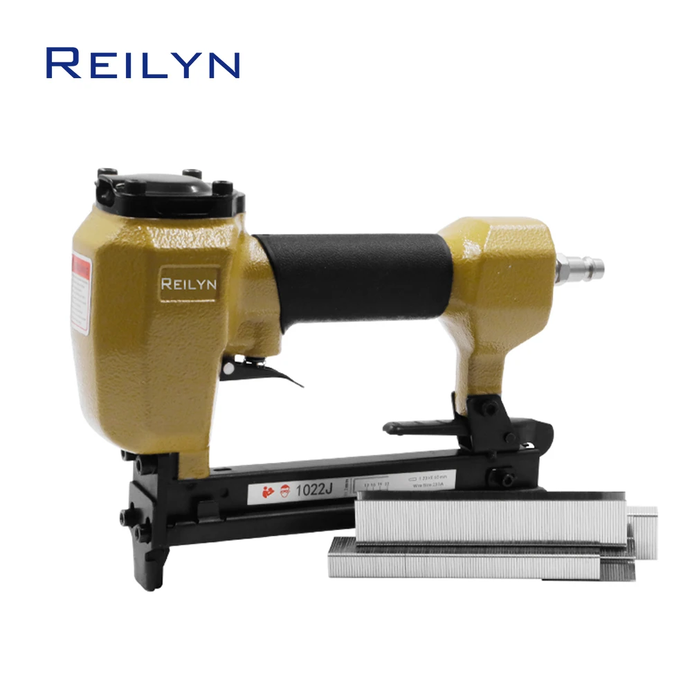 Reilyn Pneumatic Upholstery Stapler 20Ga 1022J Air Nailer 10-22mm Staples Crown 11.2mm Floor Roofing Framing Nail Gun