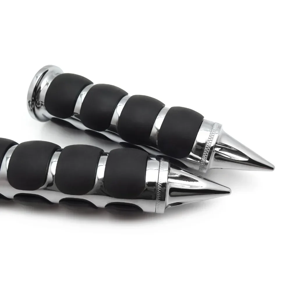 Motorcycle Spike 25mm/1" Rubber Handlebar Grips for Harley Road King CVO Springer Deluxe,GL1800 2001-2012 6