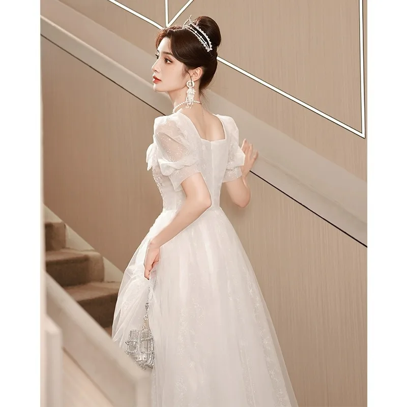 LZPOVE Wedding Dress for Women 2023 Bride Glitter Tulle Puff Sleeves Robe De Mariée A Line Bridal Dresses Vestidos De Novia