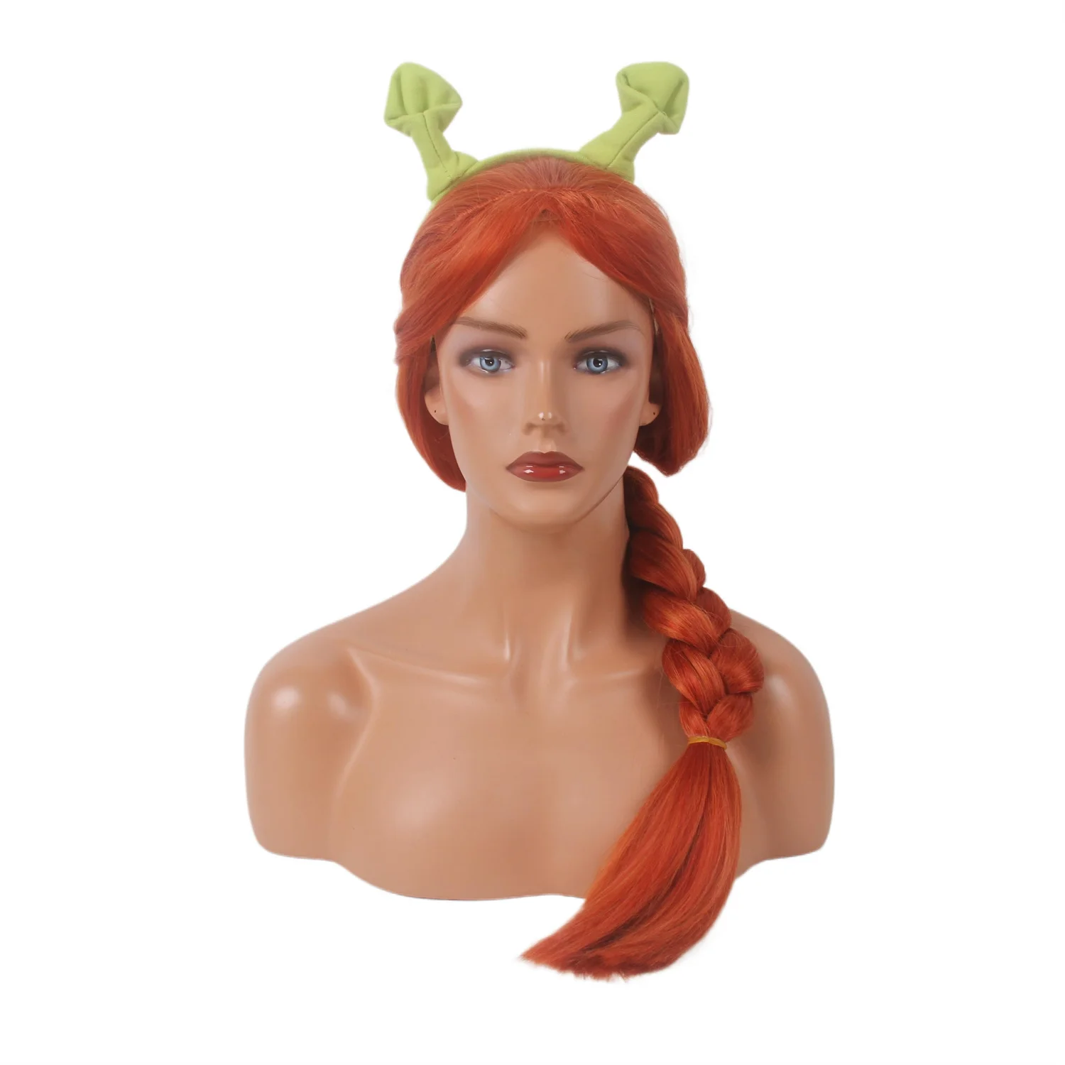 REEWES Halloween Masquerade Girls Adult Women Princess Fiona Cosplay Synthetic Wig Fancy Fairy Accessories Shrek Green Ear