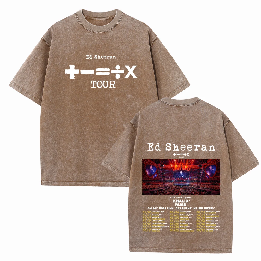 Ed Sheeran Tour 2024 Shirts Vintage Harajuku Summer  Unisex O-Neck Short Regular  Sleeve Cotton T-Shirts Printing