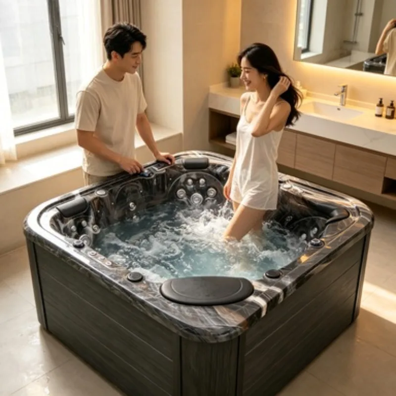 Villa Backyard Whirlpool Jacuzzi Massage Bathtub Hot Tub Spa Hydrotherapy Acrylic 5 Person Balboa Ozone Waterfall
