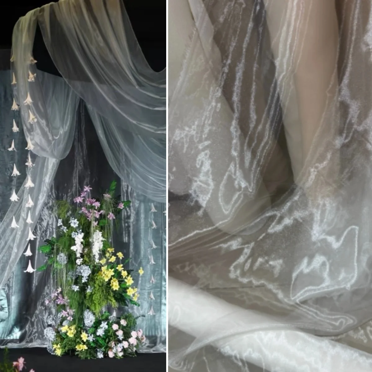 

Водяная легкая пряжа, белый свет, прозрачная струящаяся пряжа, прозрачная пряжа, свадебное украшение, дизайн сцены, основная волна, световая ткань