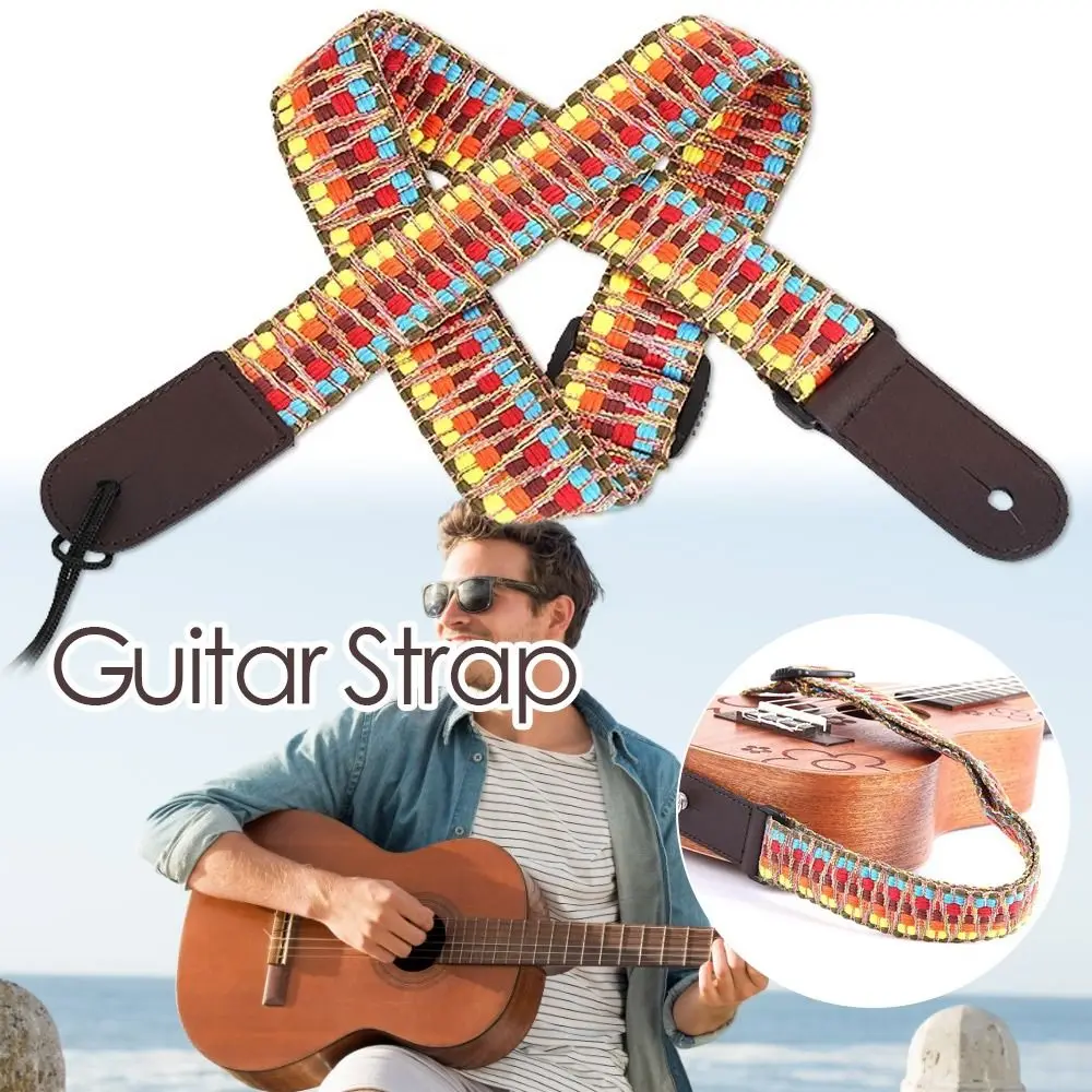 Guitar Strap Rainbow Ukulele Shoulder Strap Diagonal Span Accessories for Guitar Ukulele Banjo Adjustable