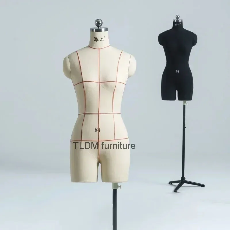 

Sewing Tailor Mannequin Linen Body Show Cloth Mannequin Ladies' Clothing Upper Body Window Display Model with Wheels Base