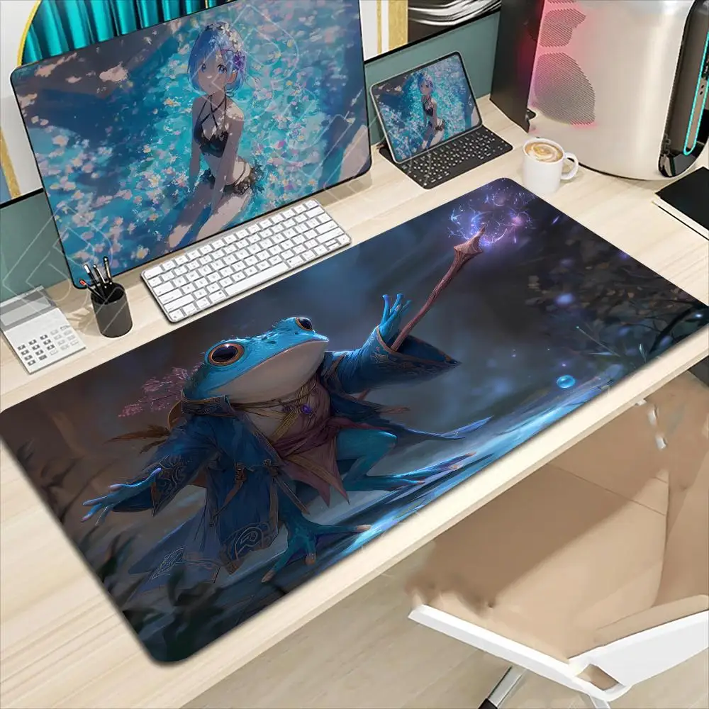 

Magical cartoon frog mouse pad large computer office gaming desk pad XXL rubber anti-slip mouse pad 900X400MM long desk pad