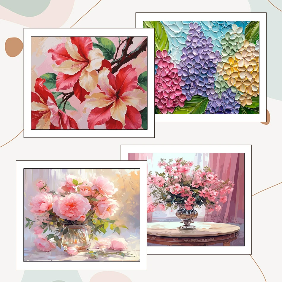 

RUOPOTY Painting By Numbers Watercolor Acrylic Paints Draw Flowers Adult Coloring 40X50cm Color Markers For Handiwork Wall Decor