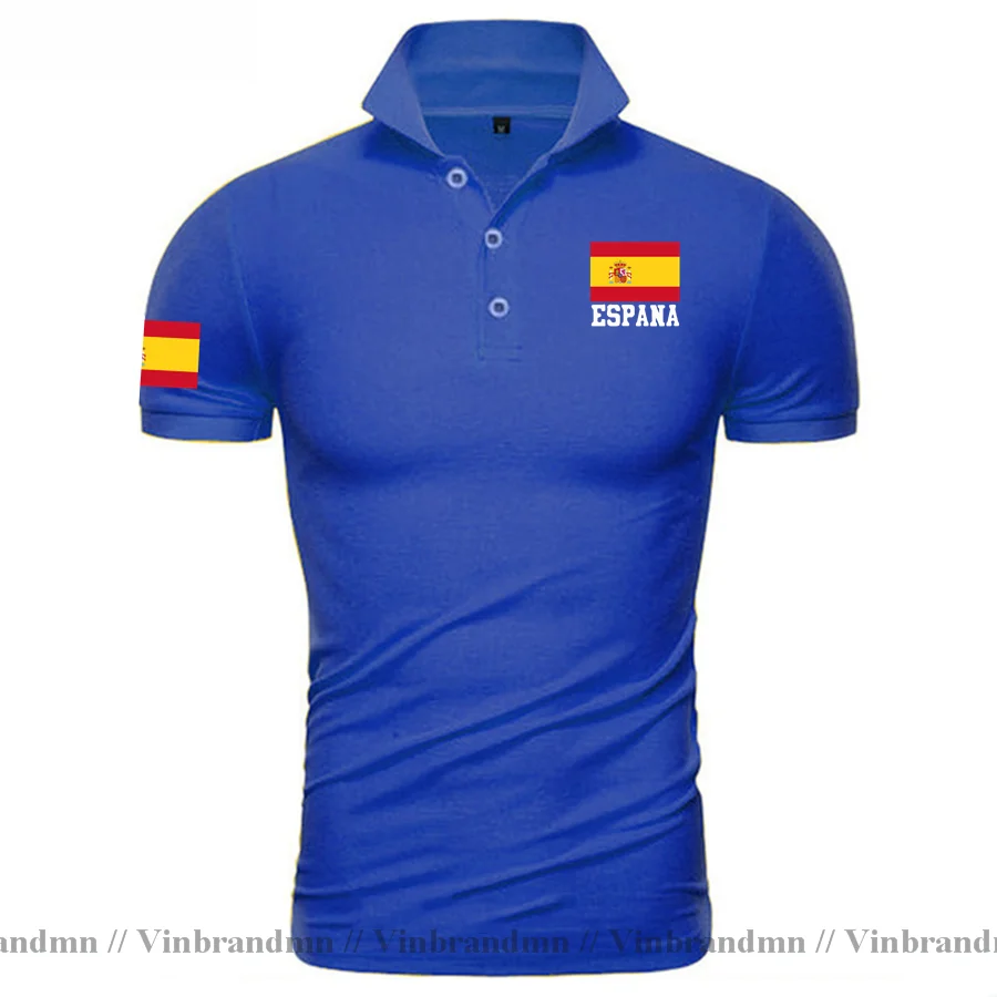 Polo con diseño de bandera de España para hombre, camiseta de moda, Polos informales de talla grande, ropa clásica de marca, Top de reunión