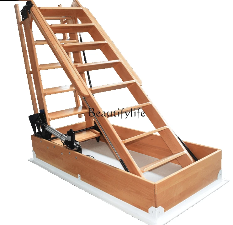 

Attic Electric Wooden Retractable Villa Stairs Automatic Household Lifting Invisible Duplex Folding Stairs