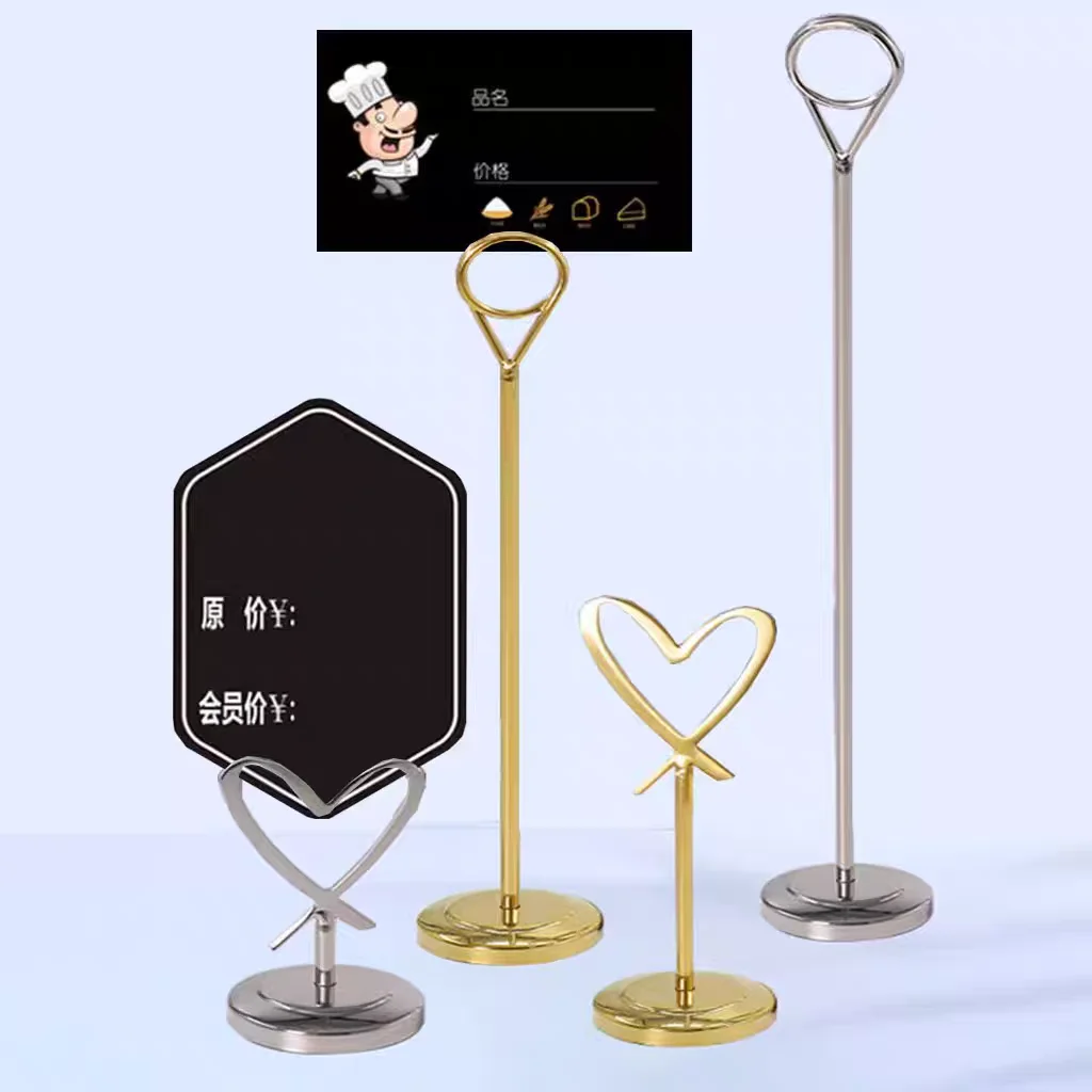 5 Pieces Metal POP Price Label Card Holder Wedding Picture Photo Memo Note Clip Restaurants Table Number Place Card Holder Stand