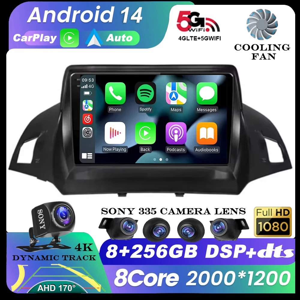 

Android 13 For Ford Kuga Escape 2013 - 2016 Car Auto Carplay Radio Multimedia Video Player Navigation GPS Stereo 4G WIFI QLED BT