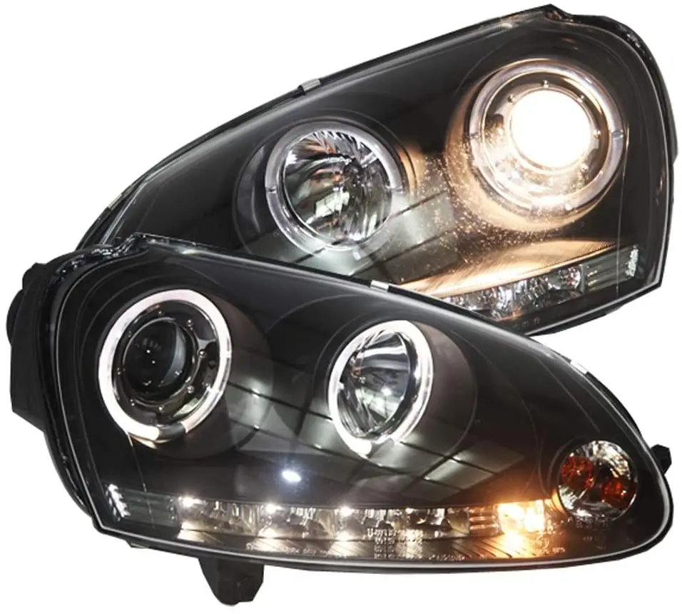 

For Volkswagen Golf 5 MK5 LED Angel Eyes Headlights Front Lamp Black Housing 2003 to 2008 Year