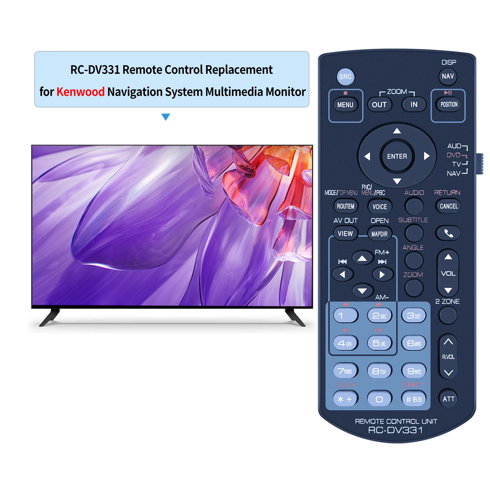 RC-DV331 for Kenwood Receiver Remote Control for DDX516 DDX616 DNX5160 DNX6020EX DNX6160 DNX6460BT DNX6960 DDX6046BT KVT-516