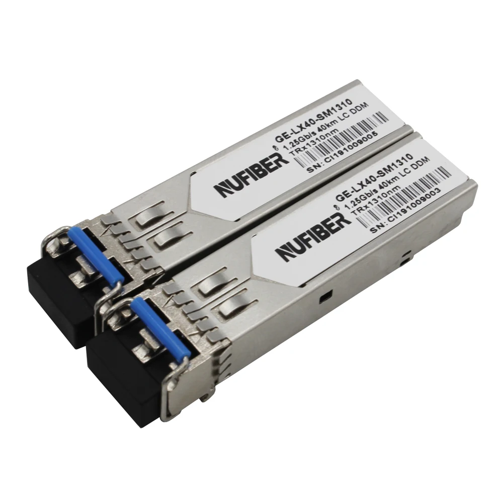 1.25G SFP جهاز الإرسال والاستقبال المزدوج الألياف وضع واحد LC موصل 1310nm 40 كجم مع DDM الألياف البصرية SFP جهاز الإرسال والاستقبال