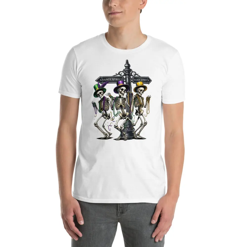 Mardi Gras Skeleton T-shirt - Carnival Party Novelty Unisex Graphic Tee