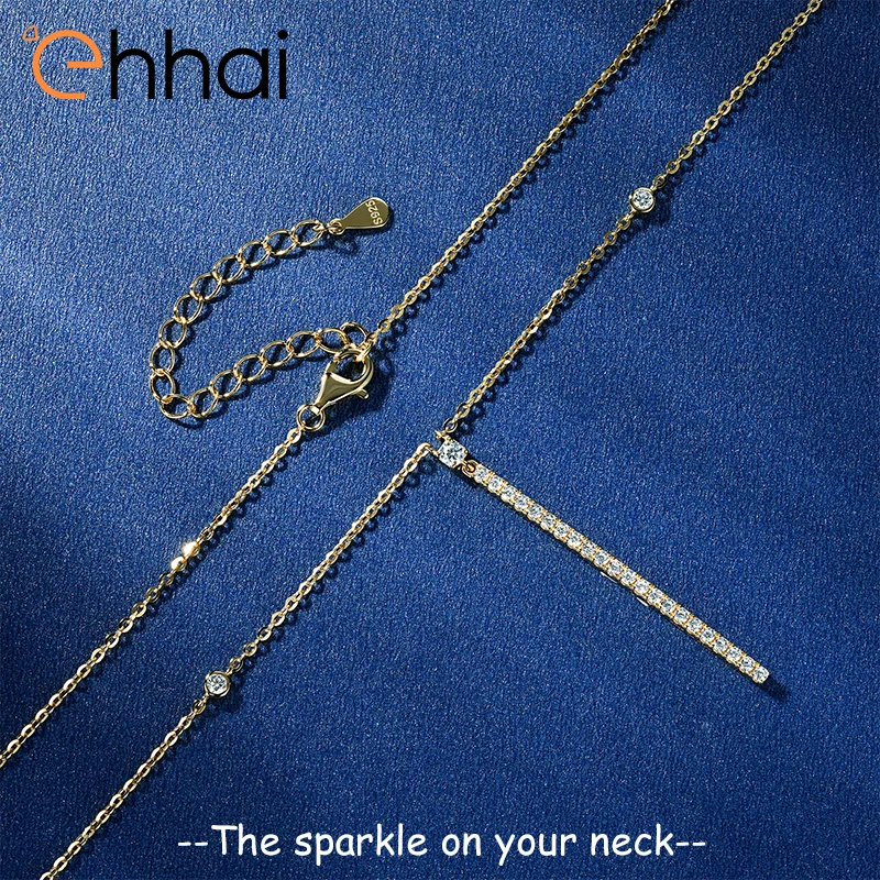 

Ehhai 2.5mm&2mm&1.5mm Moissanite Bar Pendant Necklace Chain for Women 925 Sterling Silver Fine Neck Jewelry Wedding Gifts Choker