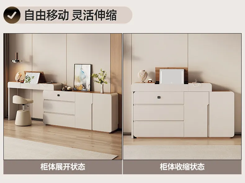 yjq minimalist bedside bucket cabinet integrated solid wood flip makeup table with fingerprint lock locker