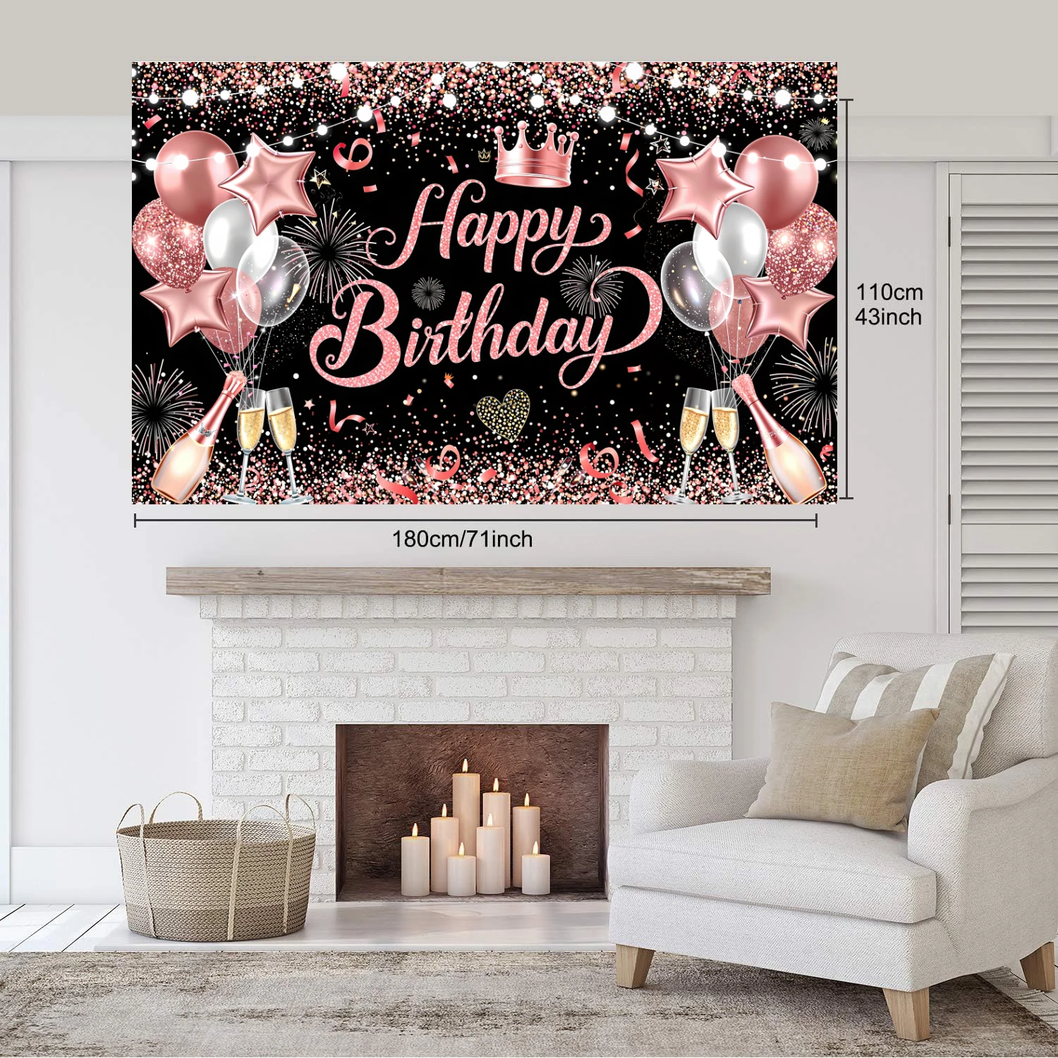 Glitter HappyBirthday Sign Party Photography Balloon Birthday Background Background Birthday Banner for Party Decor