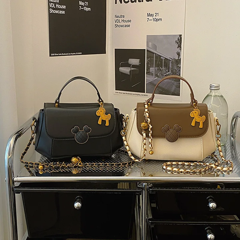 

‌2025 New Contrast Shoulder Bag Women PU Crossbody Y2K Bag Designer-Style Splicing