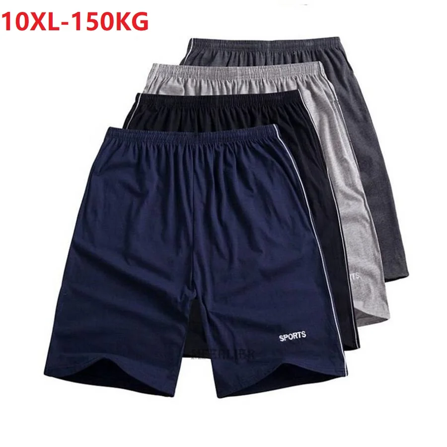 Men\'s plus size shorts plus size 8XL 9XL 10XL waist 142cm summer large elastic sports casual loose large size 58 black shorts