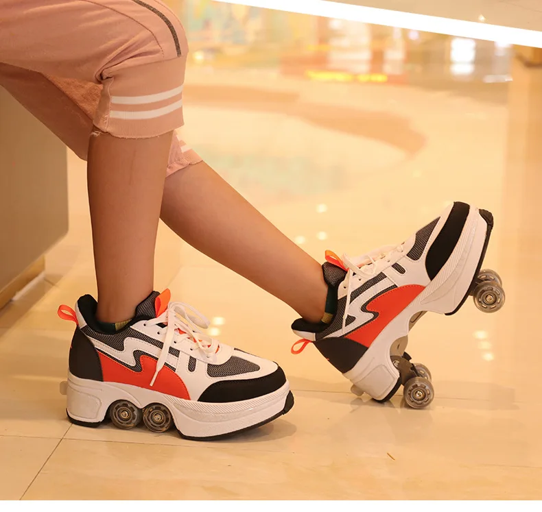 Deform-zapatillas de deporte Unisex para niños y mujeres, zapatos informales para caminar, patines de cuatro ruedas