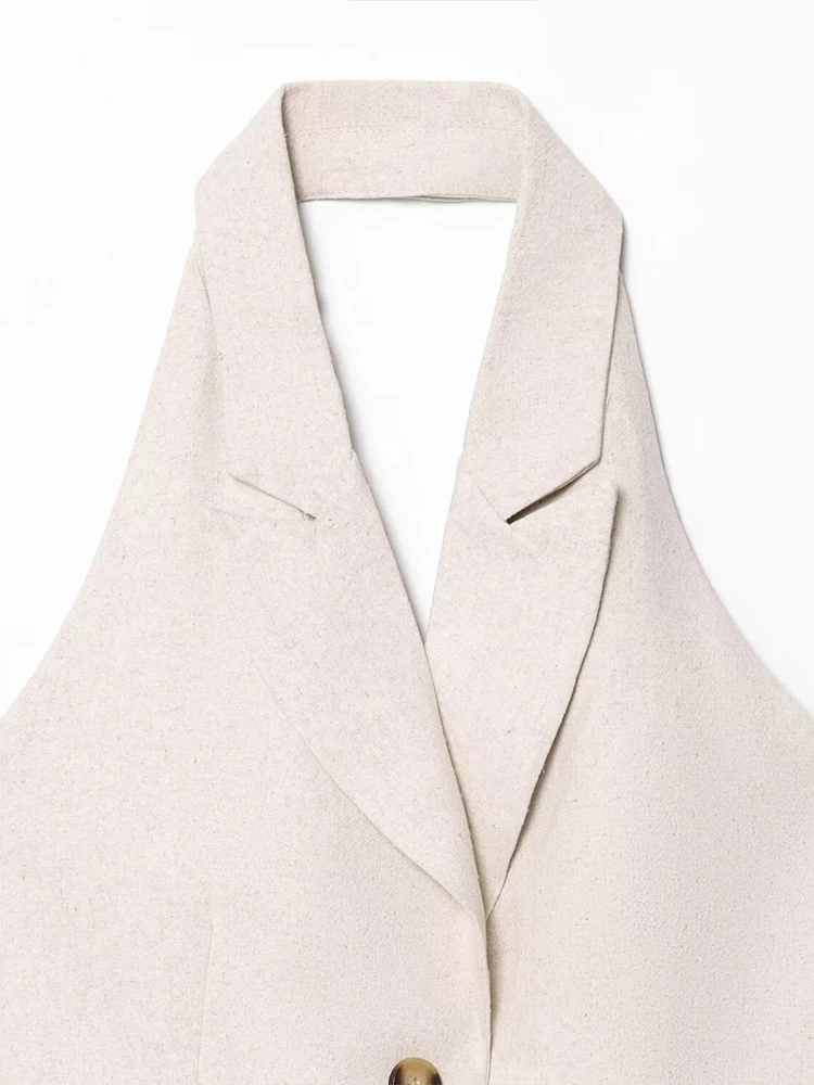 Estate in stile europeo e americano nuove donne abbigliamento moda misto gilet con scollo all'americana senza schienale e pantaloncini a vita alta