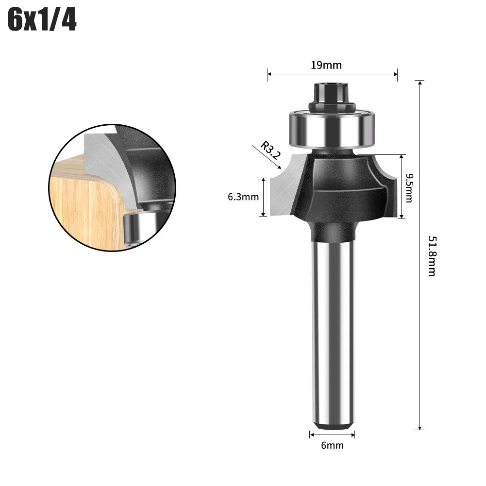 Router Bit Power Tool Milling Cutter 6mm Shank Bearing Carbide For Solid Wood Industrial Quality Laminate  Router