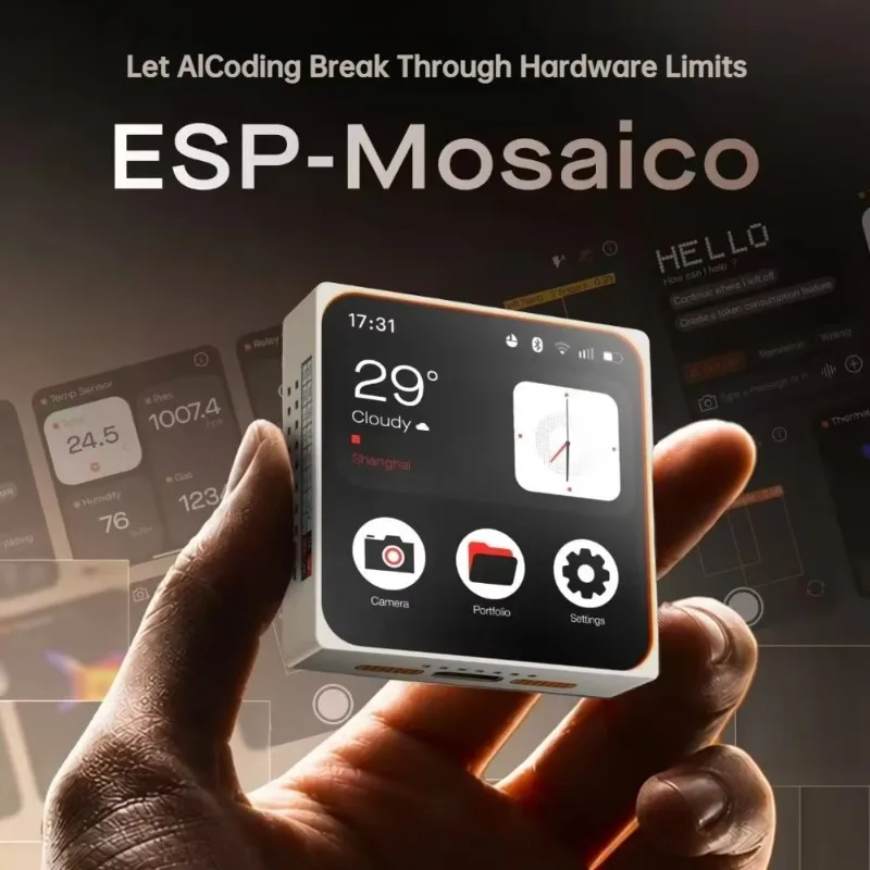 ESP-Mosaico Development Board for AI Coding Agent ESP32-S31 Magnetic Camera 2.16inch OLED Multifunctional Interaction Module