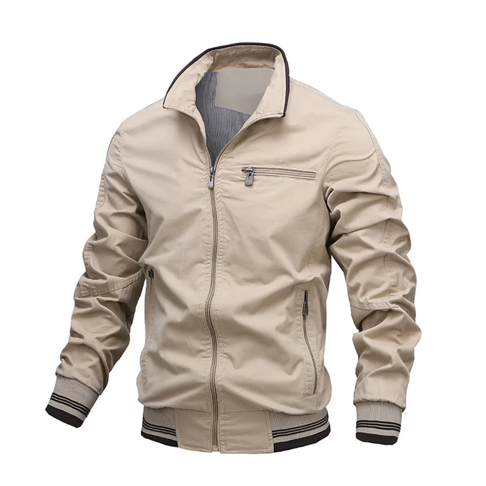 Chaqueta informal con cremallera para hombre, abrigo ajustado de marca, talla grande, primavera y otoño, novedad