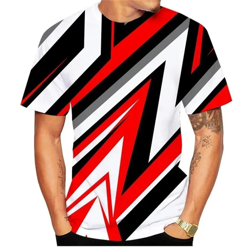 New Fashion Color Irregular graphic t shirts For Men Summer Casual Trend Printed Tees Personality Handsome Short Sleeve Tees Top
