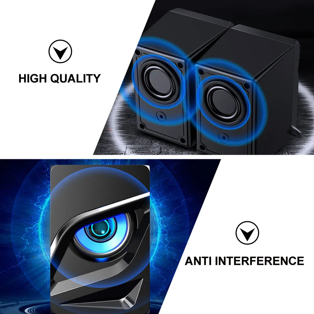 

2pcs Wired Subwoofer Speaker Usb-Powered Desktop Computer Speakers Clear Sound Anti-Interference Multimedia Loudspeaker Box For