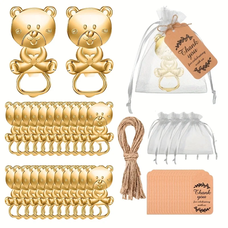 20 Stück/5 Sets Bärenförmiger Flaschenöffner für Partys, DIY-Geschenke und Hanfseile – geeignet für Geburtstage, Halloween und Hochzeiten – Detail 1