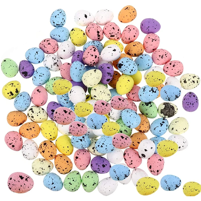 10/20/50Pcs Multicolor Foam Easter Eggs Happy Easter Decor Painted Bird Pigeon Eggs DIY Craft Kids Gift Home Decor Easter Party