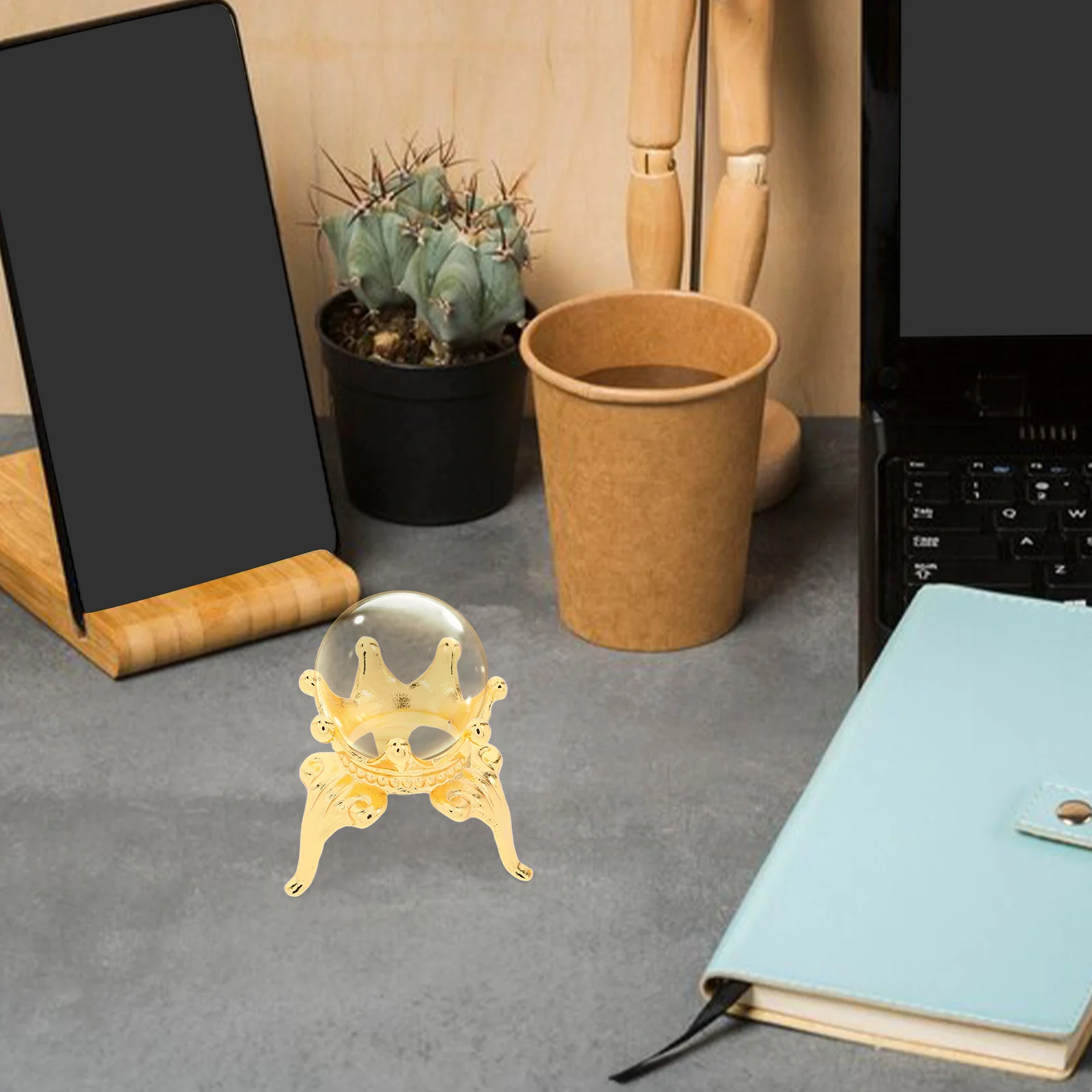 1 قطعة قاعدة الكرة الكريستال تاج صغير حامل معدني ل الكوارتز المجال عرض حامل قاعدة صغيرة الجدول الدعامة متجر مكتب المنزل #2