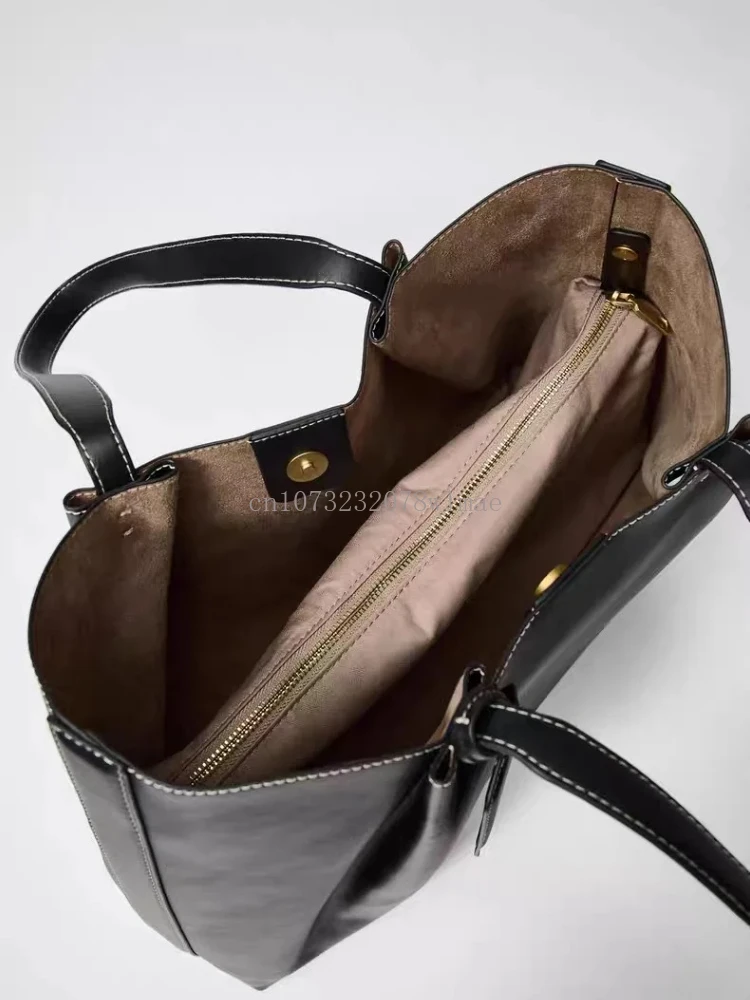 Women Large Capacity Handbags Fashion Luxury Designer PU Leather Shoulder Bag Versatile Commuter Bucket Bag Female Tote Bags