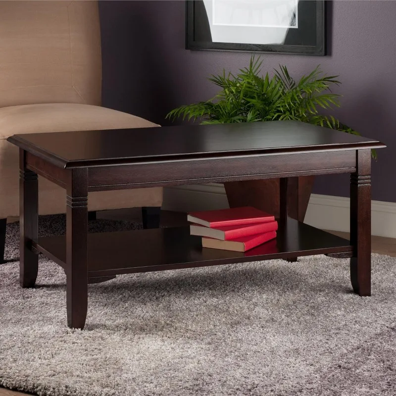 Nolan 18.03-inch x 37-inch x 21.02-inch Composite Wood Coffee Table, Cappuccino (40237)